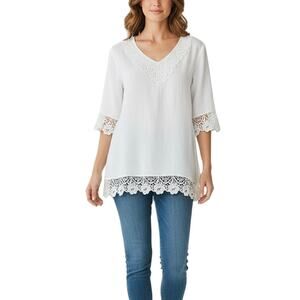 Marina Gigli Italian Linen Lace Blouse - S